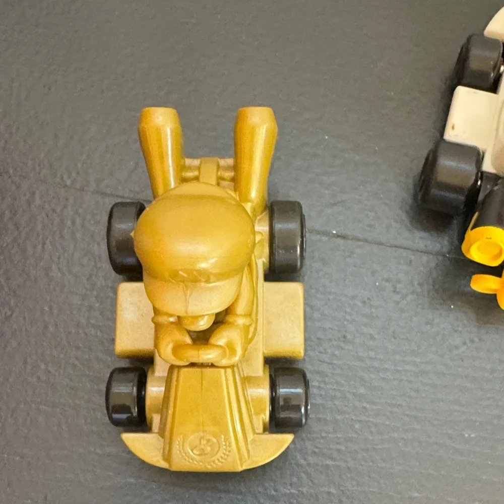 McDonalds Collectible Mario Kart 8 Car Toy Set - Gold 2024 and Toad 2022